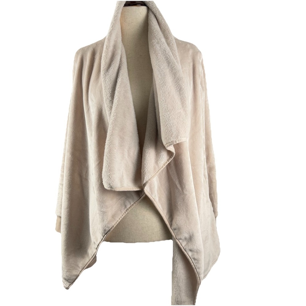 UGG Orla Soft Fleece Blanket Cardigan Jacket Womens Sz M Ivory Luxe Soft Cozy